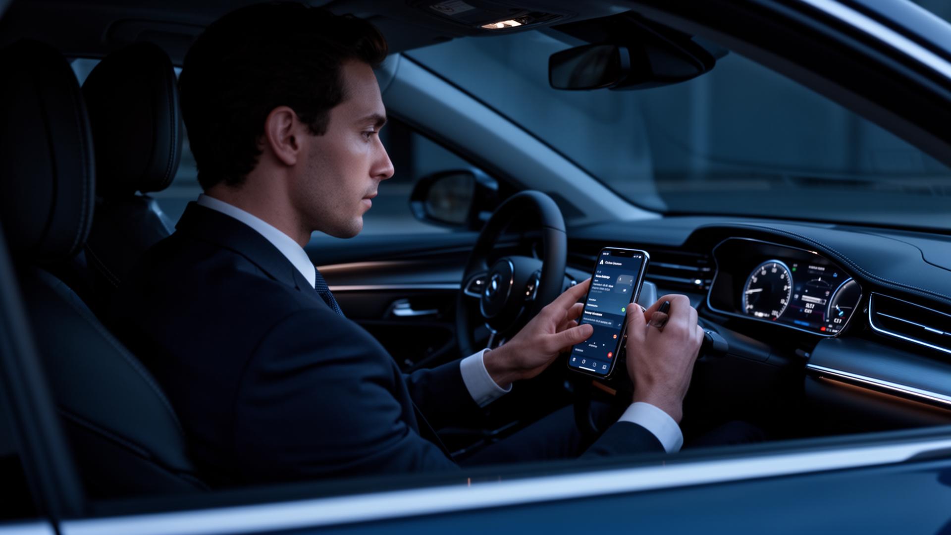 Motorista utilizando aplicativo de mobilidade
